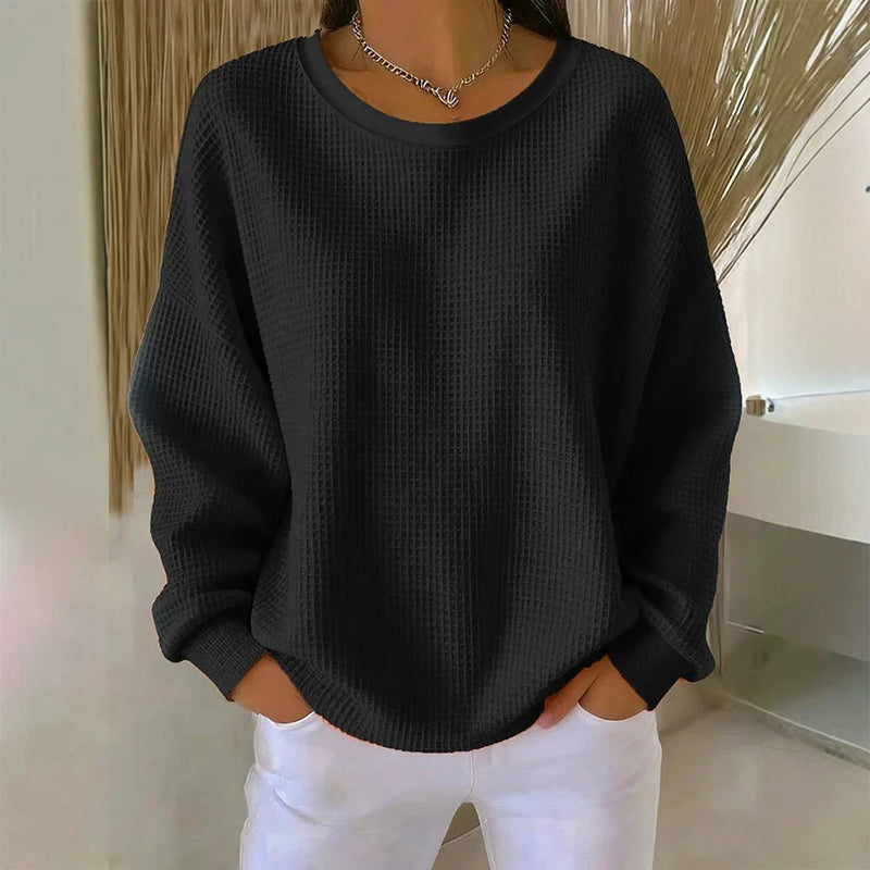 🔥 50% RABATT 🔥 Sweatshirt med Vaffeltekstur – Ledig Passform & Klassisk Stil for Ethvert Casual Antrekk 👚