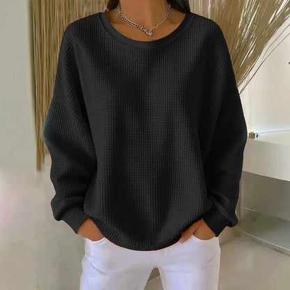 🔥 50% RABATT 🔥 Sweatshirt med Vaffeltekstur – Ledig Passform & Klassisk Stil for Ethvert Casual Antrekk 👚