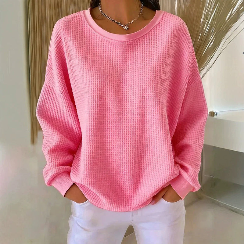 🔥 50% RABATT 🔥 Sweatshirt med Vaffeltekstur – Ledig Passform & Klassisk Stil for Ethvert Casual Antrekk 👚