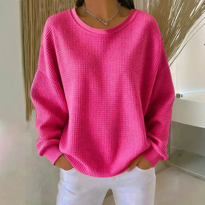 🔥 50% RABATT 🔥 Sweatshirt med Vaffeltekstur – Ledig Passform & Klassisk Stil for Ethvert Casual Antrekk 👚