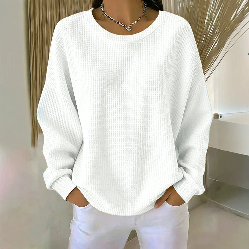 🔥 50% RABATT 🔥 Sweatshirt med Vaffeltekstur – Ledig Passform & Klassisk Stil for Ethvert Casual Antrekk 👚