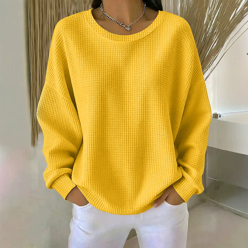 🔥 50% RABATT 🔥 Sweatshirt med Vaffeltekstur – Ledig Passform & Klassisk Stil for Ethvert Casual Antrekk 👚
