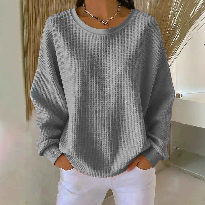 🔥 50% RABATT 🔥 Sweatshirt med Vaffeltekstur – Ledig Passform & Klassisk Stil for Ethvert Casual Antrekk 👚