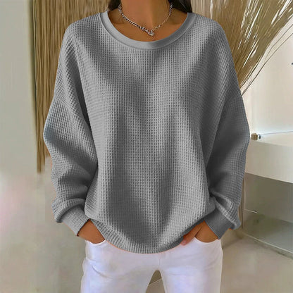 🔥 50% RABATT 🔥 Sweatshirt med Vaffeltekstur – Ledig Passform & Klassisk Stil for Ethvert Casual Antrekk 👚