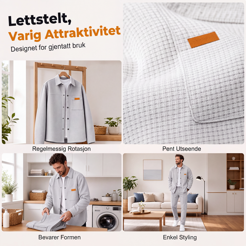 Todelt fritidssett for menn med vaffelstrikk: jakke og bukser