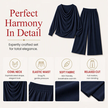 🔥 50% RABATT 🔥 Damesett – Topp med Krage & Vide Bukser – Stilfullt, Komfortabelt & Allsidig 👗✨