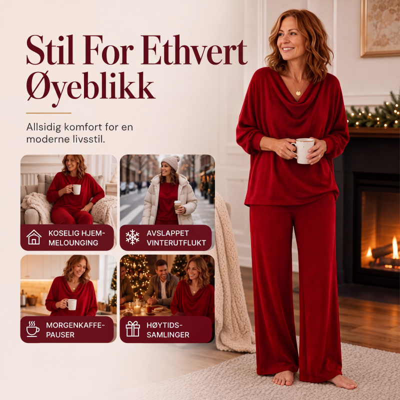 🔥 50% RABATT 🔥 Damesett – Topp med Krage & Vide Bukser – Stilfullt, Komfortabelt & Allsidig 👗✨