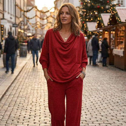 🔥 50% RABATT 🔥 Damesett – Topp med Krage & Vide Bukser – Stilfullt, Komfortabelt & Allsidig 👗✨