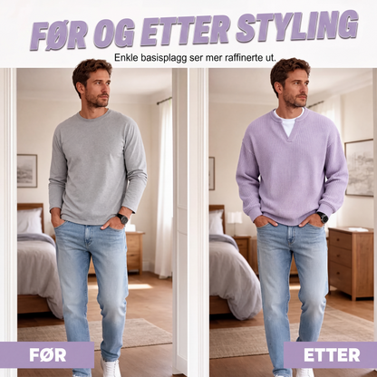 🔥 50% RABATT 👕 Herre Lagdelt Vaffelgenser – Avslappet Passform, Teksturert & Enkel å Style
