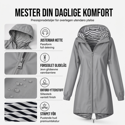 🌧️ Vanntett utendørsjakke med hette for damer – lett og praktisk