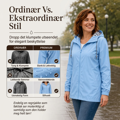 🌧️ Vanntett utendørsjakke med hette for damer – lett og praktisk
