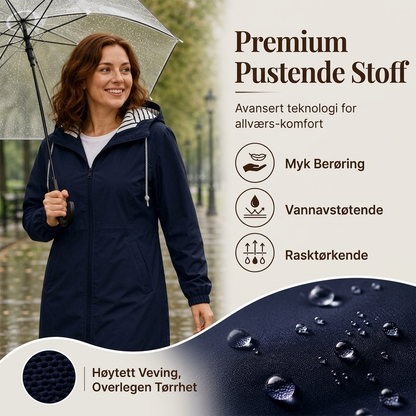 🌧️ Vanntett utendørsjakke med hette for damer – lett og praktisk