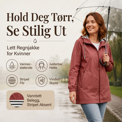 🌧️ Vanntett utendørsjakke med hette for damer – lett og praktisk