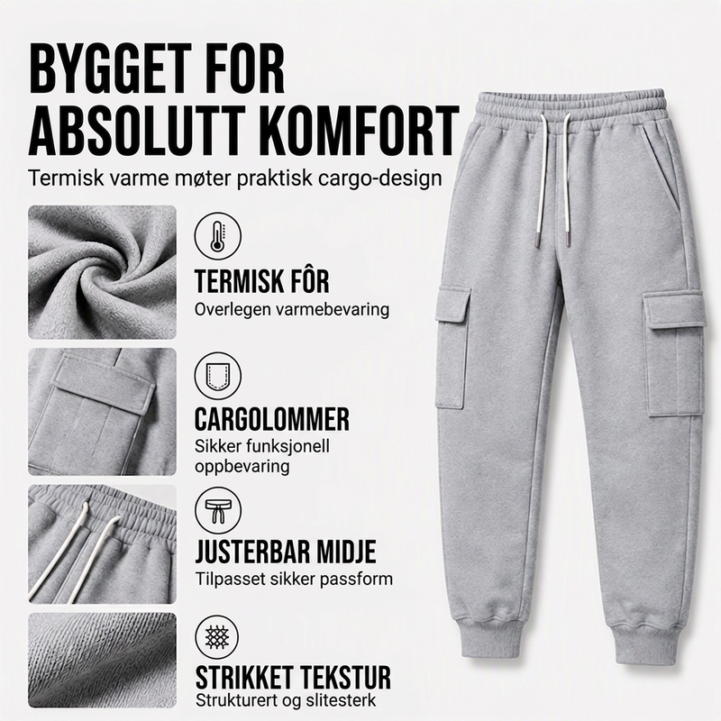 Løstsittende cargo-joggebukser med snøring for menn