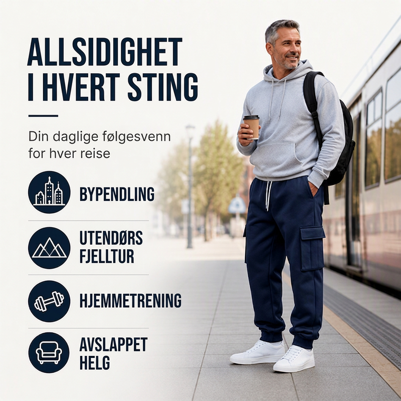 Løstsittende cargo-joggebukser med snøring for menn