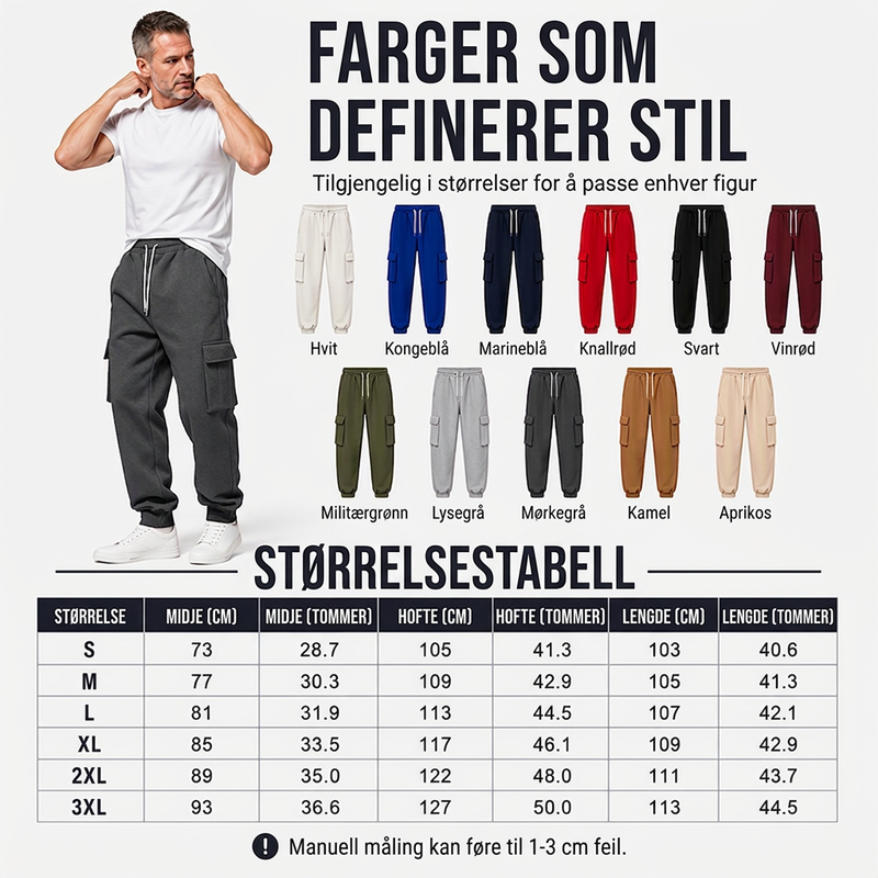 Løstsittende cargo-joggebukser med snøring for menn