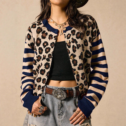 Kvinner leopardmønstret cardigan
