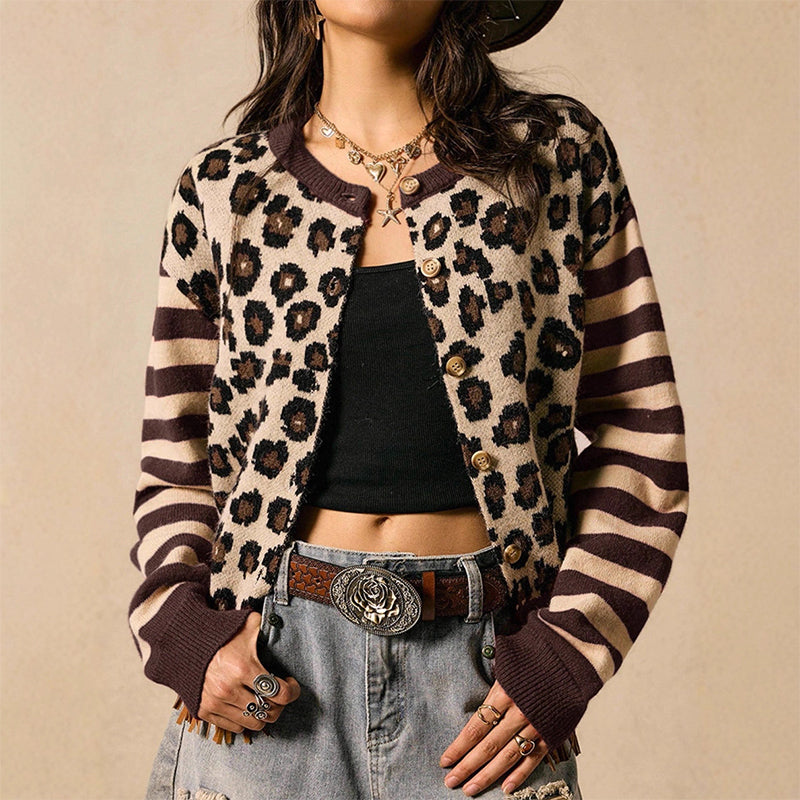 Kvinner leopardmønstret cardigan