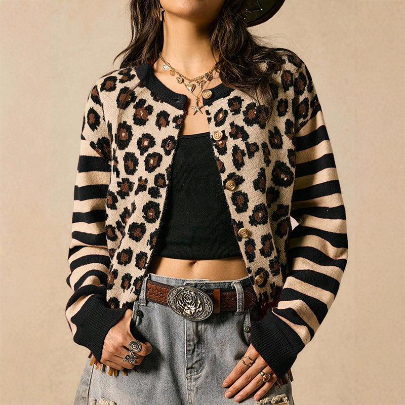 Kvinner leopardmønstret cardigan