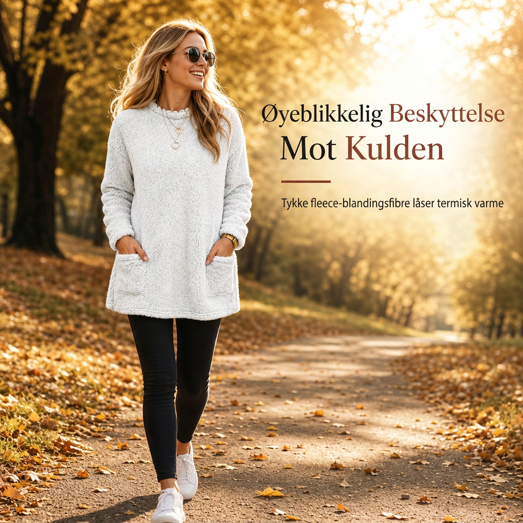 Varm damegenser med rund hals og lange ermer