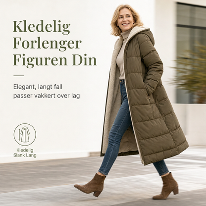 Vendbar, polstret slank kåpe med hette