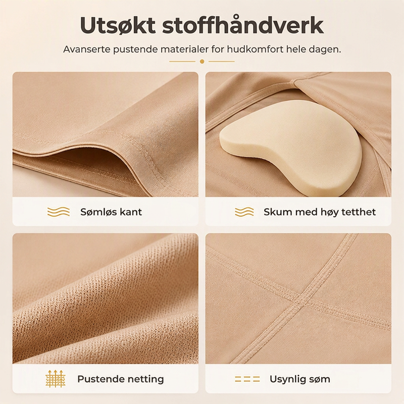 Damehøytaljede, mageholdende, polstrede shapewear-shorts