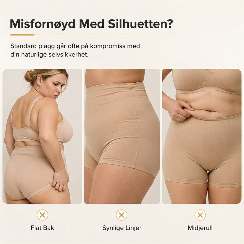 Damehøytaljede, mageholdende, polstrede shapewear-shorts