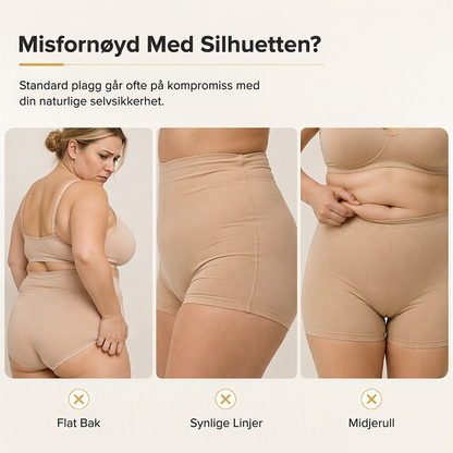 Damehøytaljede, mageholdende, polstrede shapewear-shorts