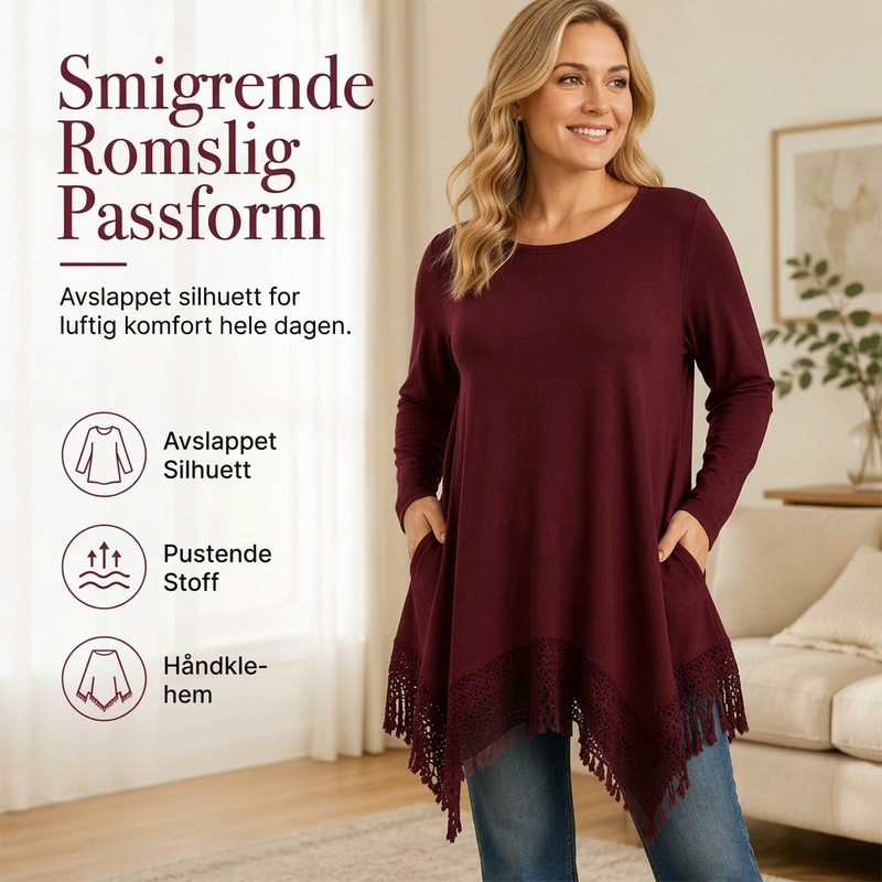 Bohemsk blonde-tunikktopp for kvinner