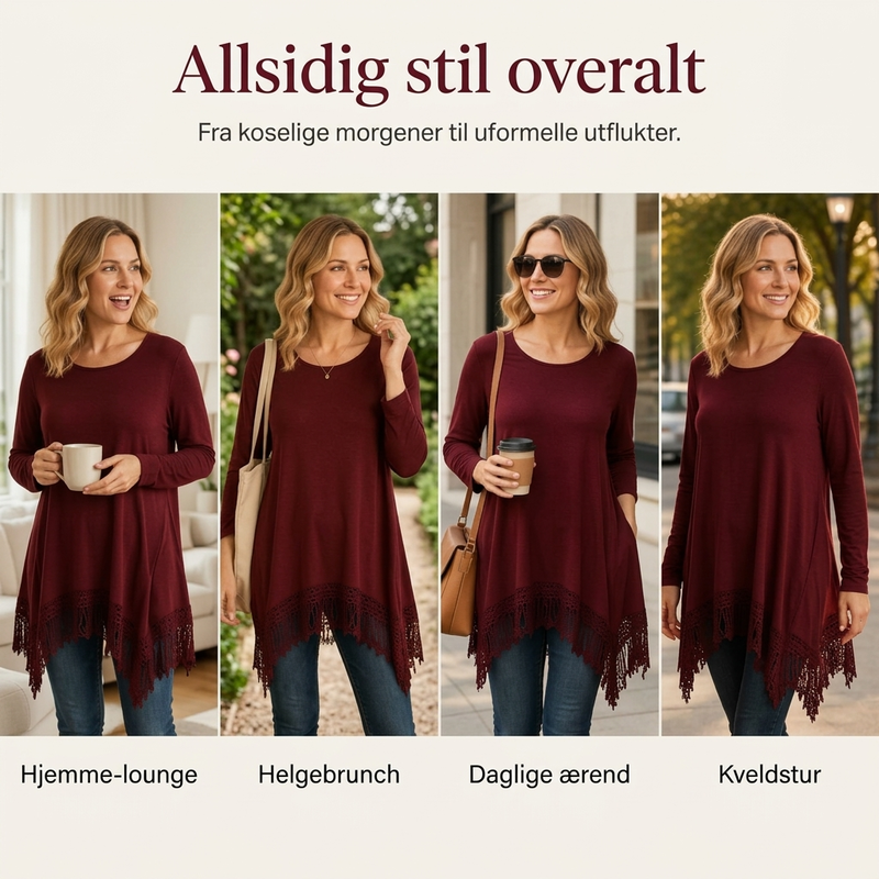 Bohemsk blonde-tunikktopp for kvinner