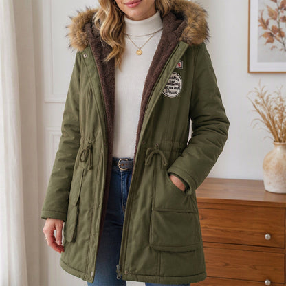 🧥 Koselig beskyttelse, god bevegelsesfrihet | Parka med hette og varmt fôr for damer