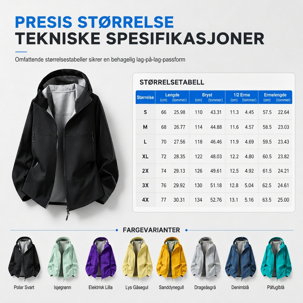 🧥 Softshelljakke for unisex med hette – vannavstøtende og pustende