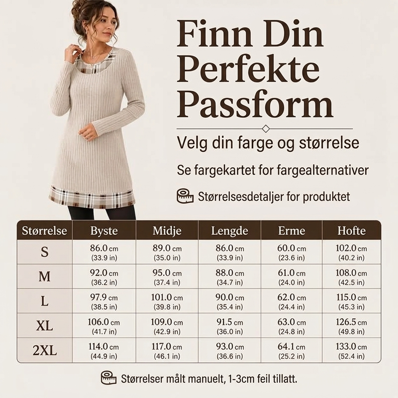 Kvinner uformell rutete lappet strikket kjole