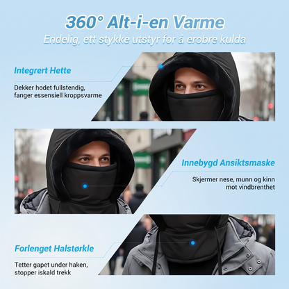 Pløsjforet, tykkere termisk lue med ansiktsmaske