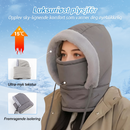 Pløsjforet, tykkere termisk lue med ansiktsmaske