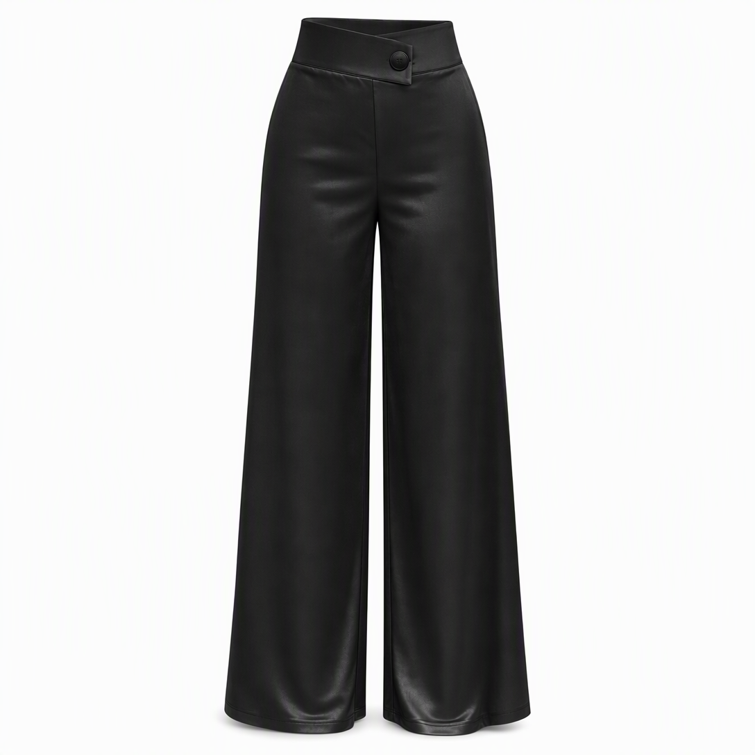 🔥 50% RABATT | Satengbukser med asymmetrisk høy midje & vide ben