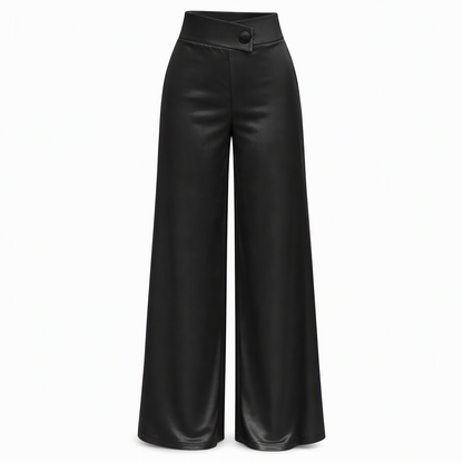 🔥 50% RABATT | Satengbukser med asymmetrisk høy midje & vide ben
