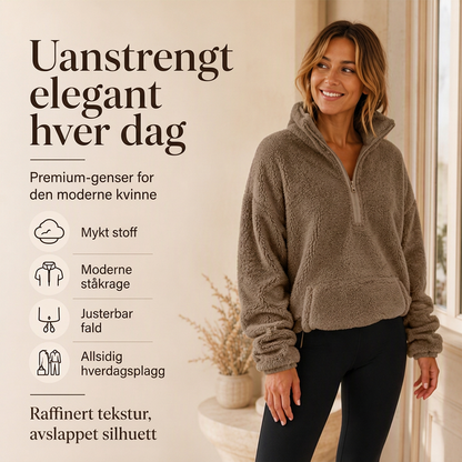Varm og koselig halv-glidelås genser for kvinner