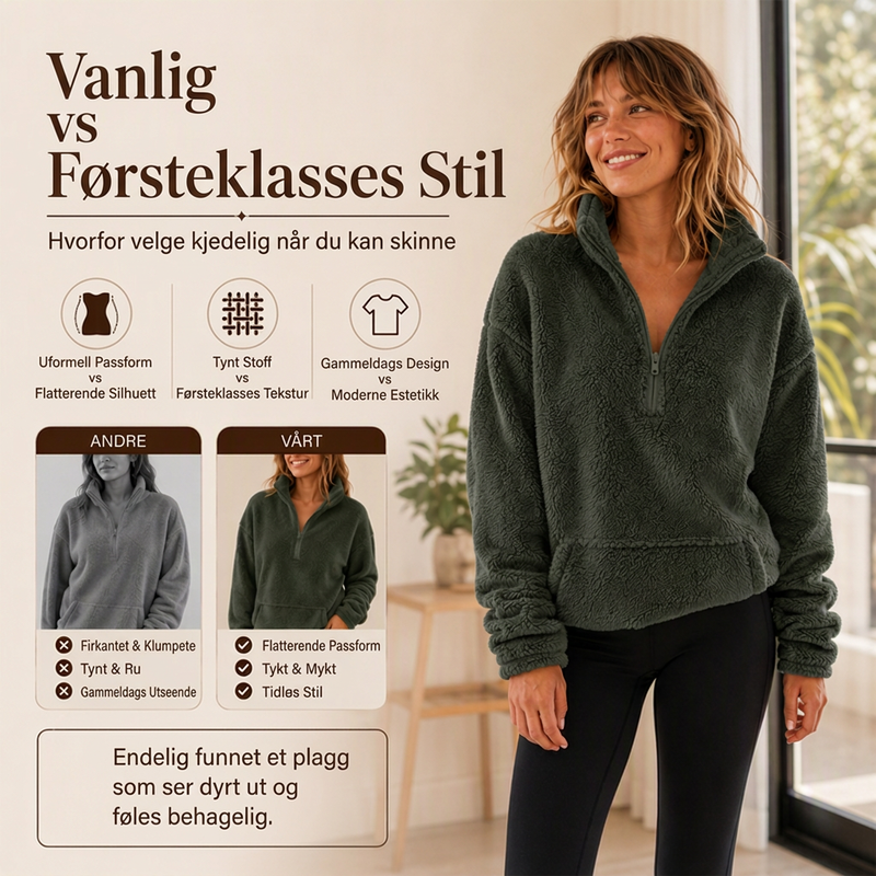 Varm og koselig halv-glidelås genser for kvinner