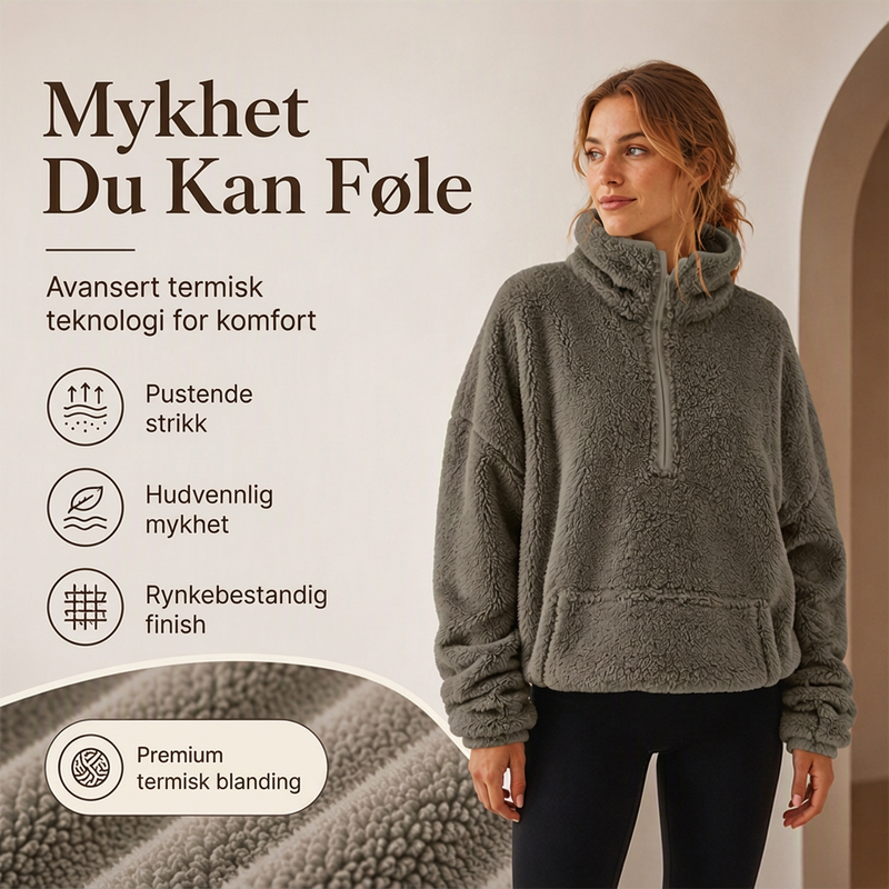 Varm og koselig halv-glidelås genser for kvinner