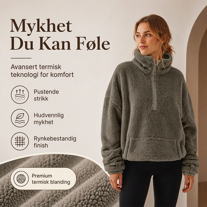 Varm og koselig halv-glidelås genser for kvinner