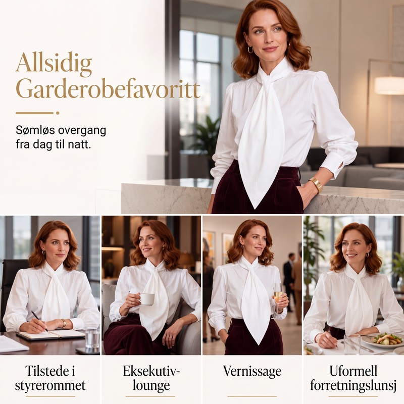 Elegant langermet topp for kvinner med sløyfehals