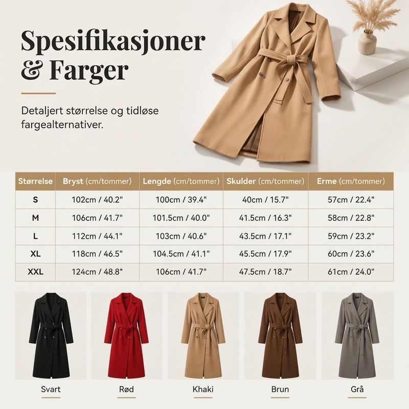 Elegant trenchcoat med belte