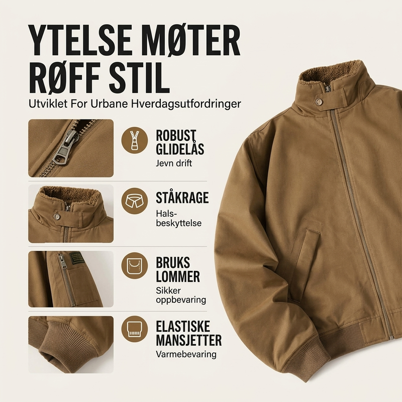 Løs tykkfôret bomberjakke for menn