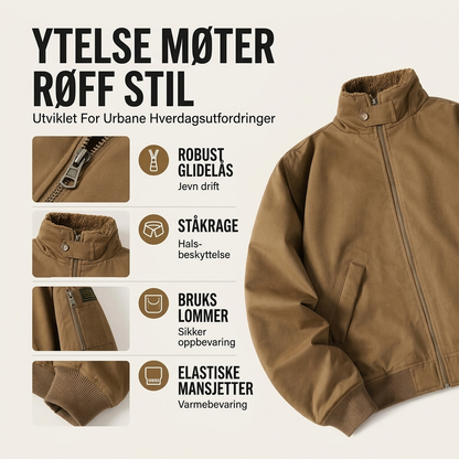 Løs tykkfôret bomberjakke for menn