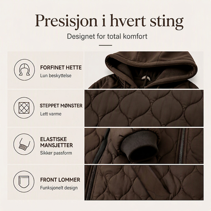 Kvinners sydd hettejakke med sømdetaljer