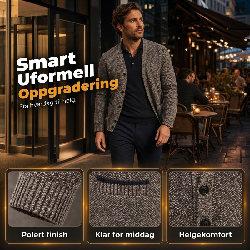 Gens med knapper, uformell strikkejakke for herrer