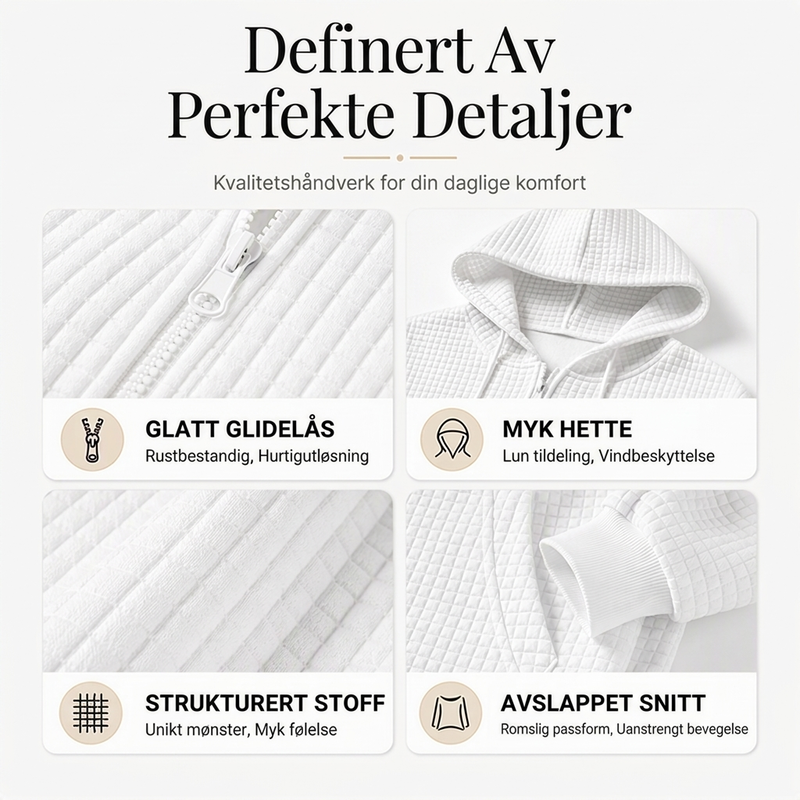 Lang, vaffelstrukturert hettejakke for kvinner
