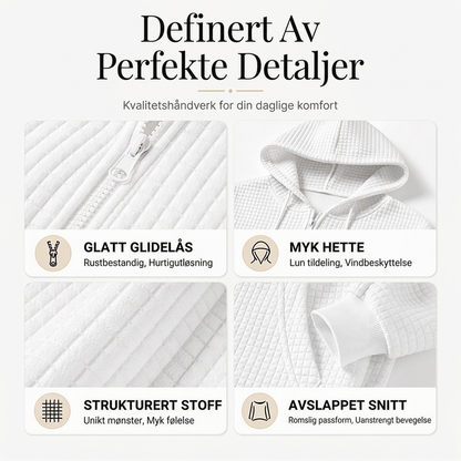 Lang, vaffelstrukturert hettejakke for kvinner