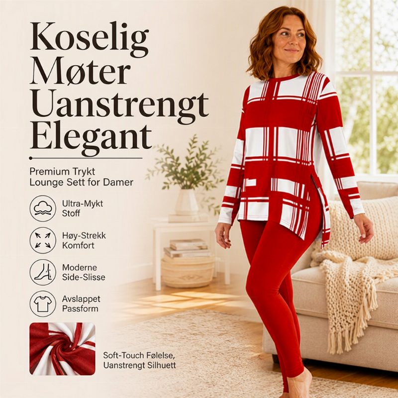 Sett med trykt langermet topp og leggings for kvinner